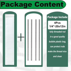 1/4-20 x 12 Fully Threaded Rod, 4PCS 1/4″-20 12 in All Threaded Rods, 304 Stainl