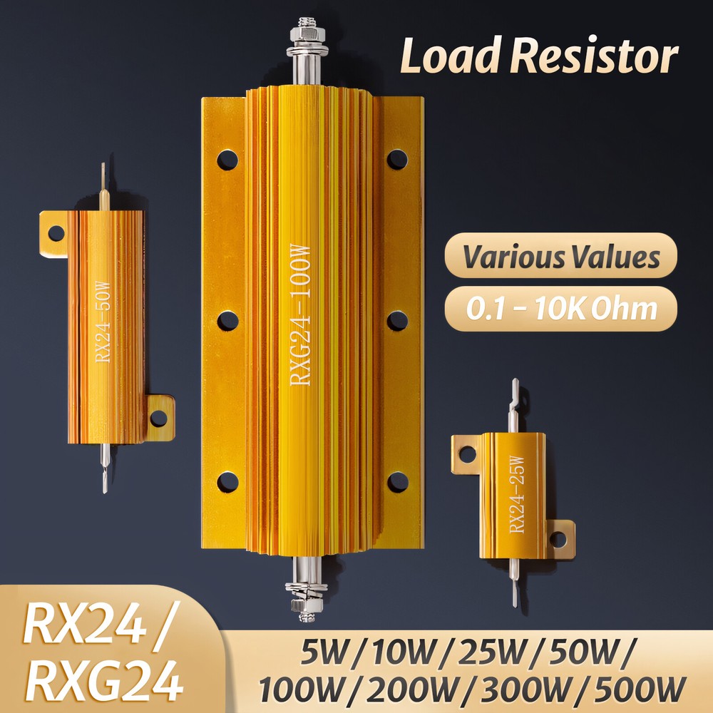 5W – 500W Golden Aluminium Load Resistor Wirewound Various Values 0.1 – 10K Ohm