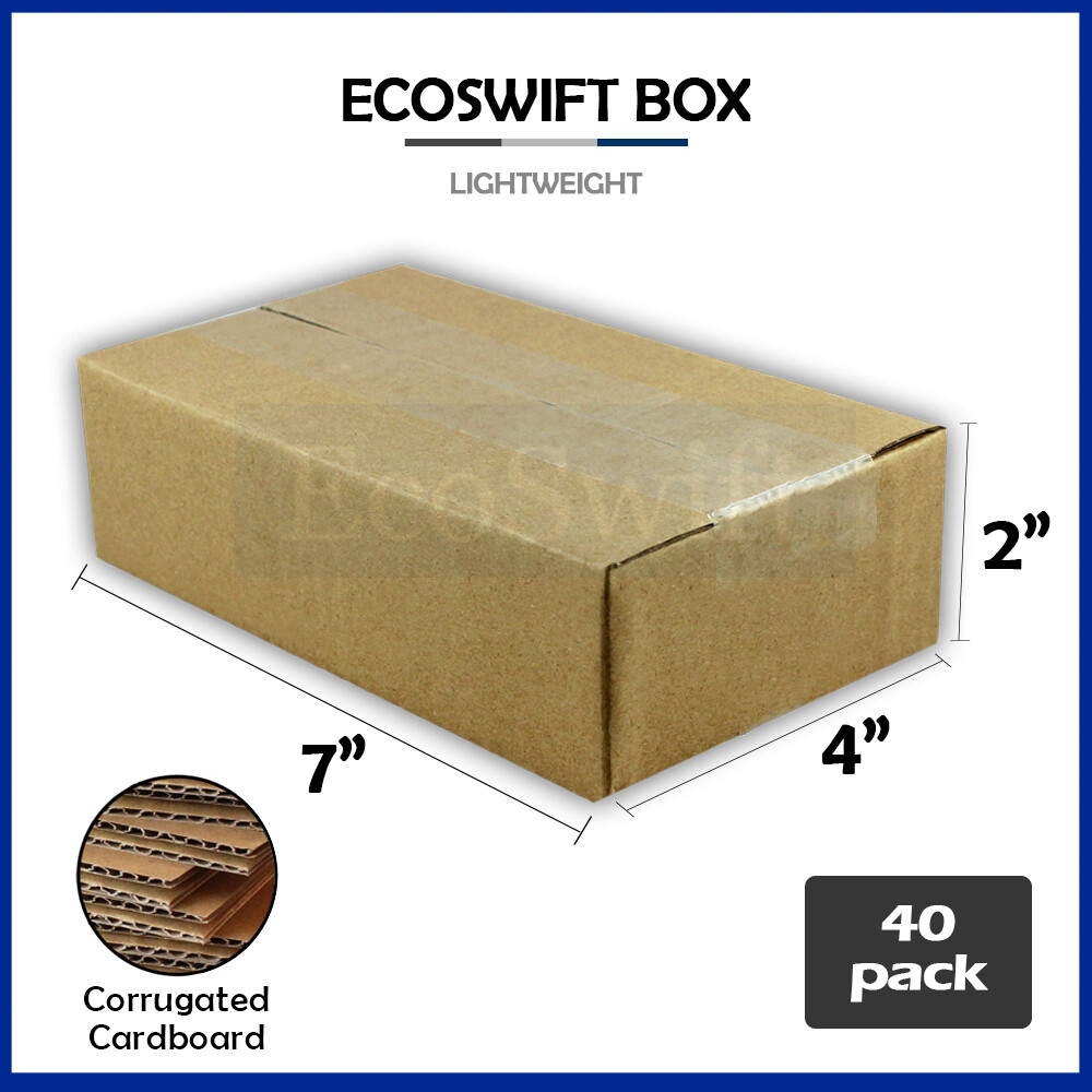 40 7x4x2 EcoSwift Cardboard Packing Moving Shipping Boxes Corrugated Box Cartons