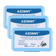 50Set AZDENT Dental Orthodontic Buccal Tube 1st Molar Roth 022 Bondable Non-Conv