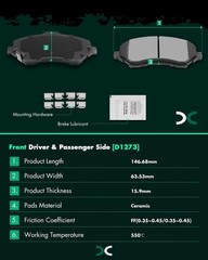 11.89 302mm Front Vented Disc Rotors Ceramic Brake Pads for Jeep Wrangler 2007-2