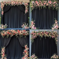 20 ft x 10 ft Wrinkle Free Black Backdrop Curtain for Parties, 4 Panels 10ft …