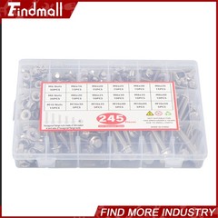 245PCS M6 M8 M10 Heavy Duty Flanged Bolts and Nuts Kit 304 Metric Hex Screws