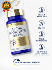 Alpha Lipoic Acid 600Mg plus Biotin Optimizer 90 Capsules Non-Gmo & Gluten Free