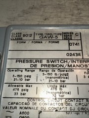 Used Square D 9012 GAW-5 Pressure Switch/Interruptor Great Condition
