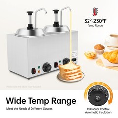 Nacho Cheese Dispenser w/Pump 2x2L Hot Fudge Caramel Warmer Commercial 1600W NEW