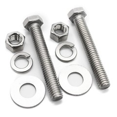 (10 Sets) 1/4-20×2 Stainless Steel Hex Head Screws Bolts, Nuts, Flat & Lock W…