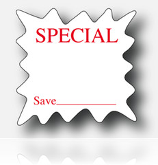 Special Die Cut Starburst Shelf Signs -CASE LOT-10 packs of 100
