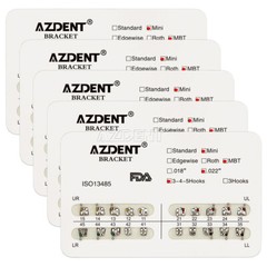 5Packs AZDENT Dental Ortho Brackets Mini/Standard MBT/Roth 022/018 Hooks 3 4 5