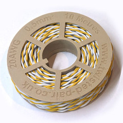 Yellow & White Twisted Wire 20 AWG / 0.5mm² Cable