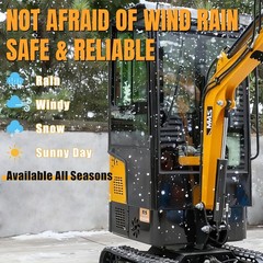 Enclosed cab 1.2Ton Mini Excavator With 9 Attachments Kit 13.5hp Mini Digger