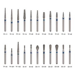 100 Types Dental FG Diamond Burs For High Speed Handpiece Friction Grip 50pcs