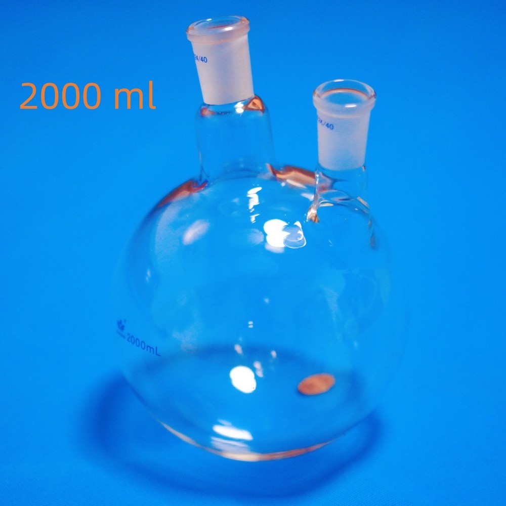 Lab glass round bottom boiling flask 2-neck 24/40 joints 5000 ml 2000 ml 24/40