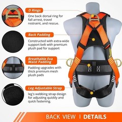 Safety Harness Fall Protection – Roofing Harness Kit Men Full Body Construction