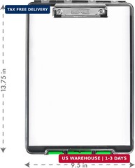 Dexas Clearview Clipcase clipboard13.75 X 9.5 in, Green. See Papers Clearly Outd