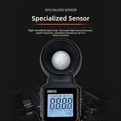 S8608 Digital Light Meter with 150x52x30mm Dimensions Black ABS Housing