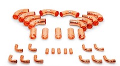 3/8″ & 7/8″ OD HVAC Long Radius Copper Kit – (5) Coupling,(5) 90s,(5) Street 90s