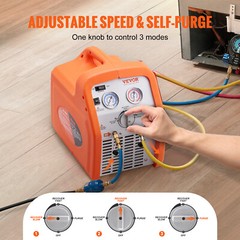 VEVOR Portable 3/4 HP Refrigerant Recovery Machine for Vapor Liquid Refrigerant