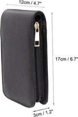 Fountain Roller Ball Pen Case Holder PU Leather Bag for 12 Pens Color Black