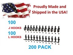 Plastic Black J & L Style Pegboard Hooks Kit – 200 Pack PEGBOARD NOT INCLUDED