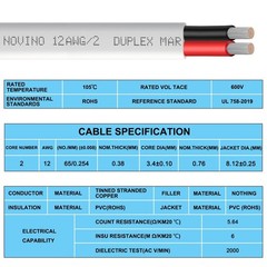 12 Gauge Marine Wire 12 AWG Duplex Marine Grade Wir,50ft Tinned Copper Boat E…