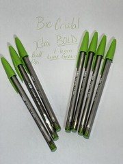 Lime GREEN Bic 7 Cristal Ballpoint Pens 1.6mm Xtra Bold NEW Color Smooth Writing