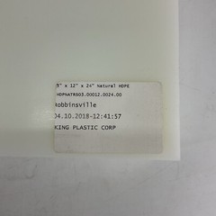 Mcmaster-Carr Moisture Resistant HDPE Sheet 12″ x 24″ x 3″ White NEW
