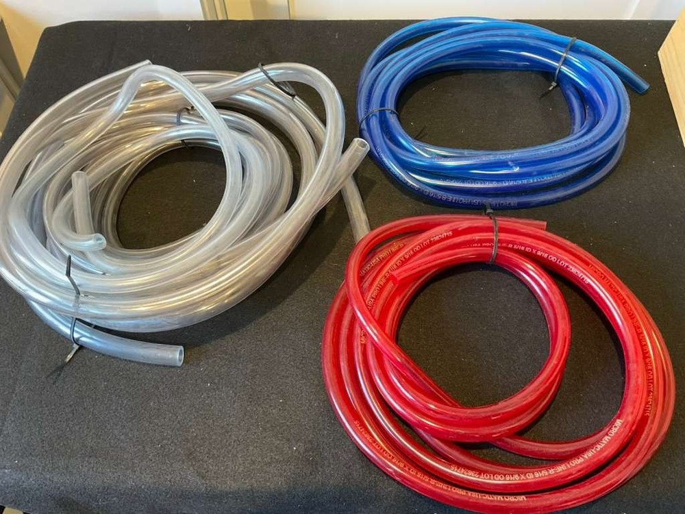 Flexible Plastic Tubing Lot – Clear, Red & Blue Vinyl Hose Assorted Lengths