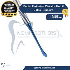 Dental Periosteal Elevator Molt # 9 Blue Titanium Coated Double Ended German