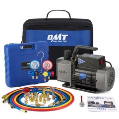 4CFM OMT Air Vacuum Pump HVAC Manifold Gauge Set AC A/C Refrigeration Kit Combo