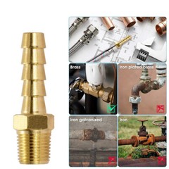 Brass 3/8″ Barb OD X 1/4″ NPT Male Air Hose Pipe Fitting Connector Adapter 5PCS