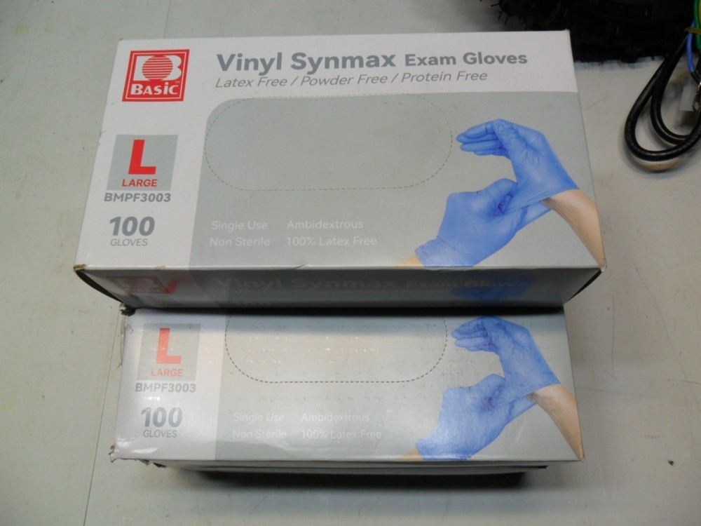 New Vinyl Synmax Exam Gloves Latex Free, Powder Free, Protein Free 5Bxs Large