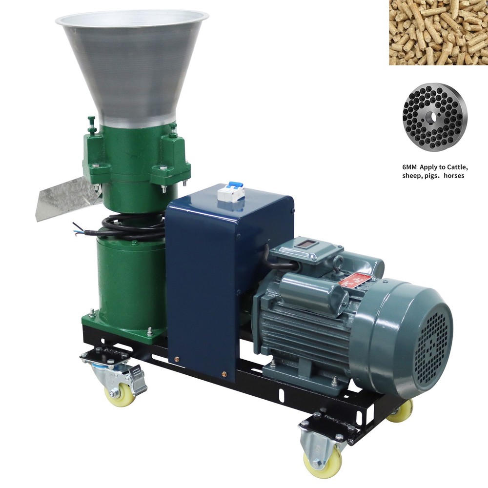 6mm Plate Animal Feed Pellet Mill Machine Pelletizer for Pigs/Sheeps/Horses 220V
