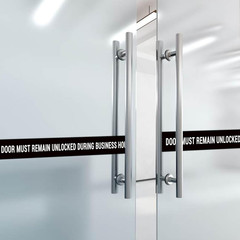 2PCS Door Must Remain Unlocked during Business Hours Sticker Sign，Self-Adhesive