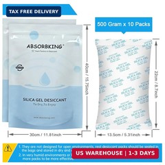 Large Desiccant Packs, 500 Gram 10 Packs Silica Gel Packets, Silica Gel Car Dehu