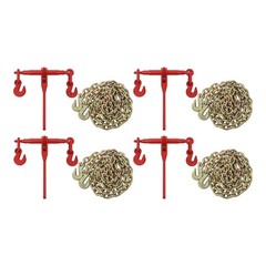 4 Pcs 3/8″-1/2″ Chain and Binder Kit Ratchet Load Binder 10FT Chains Hauling