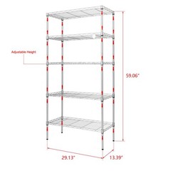 LEADZM 59″ 5 Tier Layer Shelf Steel Wire Shelving Storage shelf unit