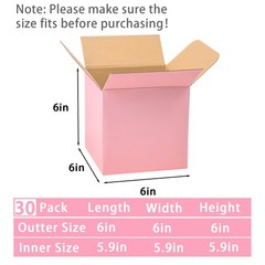 Pink Shipping Boxes Small 6x6x6 Inches, 30 Pack Corrugated Cardboard Boxes fo…