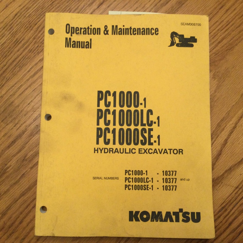 Komatsu PC1000-1 LC/SE-1 OPERATION & MAINTENANCE MANUAL EXCAVATOR OPERATOR GUIDE