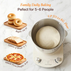 7.4QT Electric Dough Mixer with Timer for Bread, Pizza & Sourdough Baking