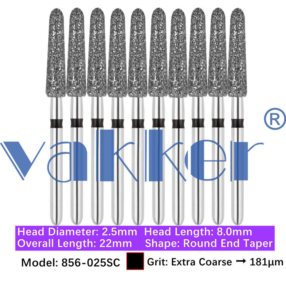 Vakker Dental Round End Taper FG Diamond Bur 856-025SC Super Coarse 10/pk