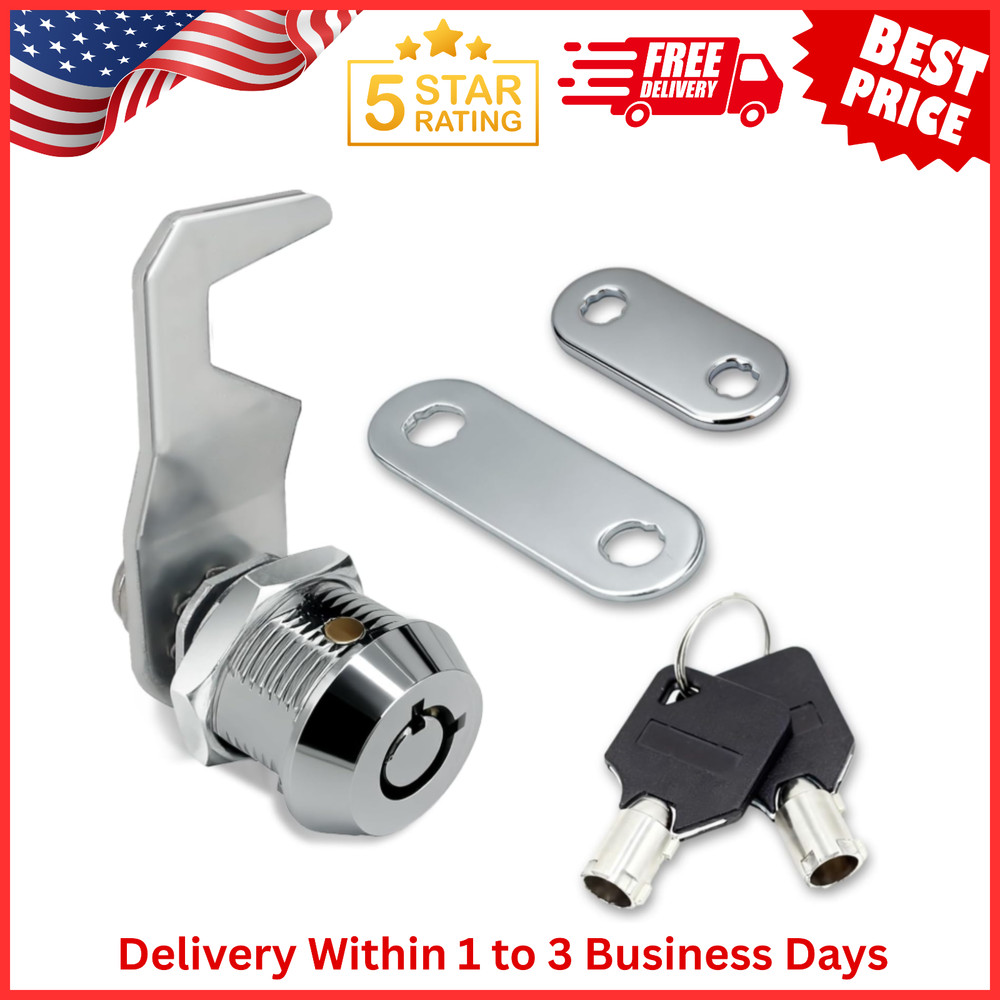 US General 5/8 Inch Black Toolbox Lock Replacement, Keyed Alike Cabinet Cam