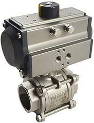 Three-Piece 2 Inch Pneumatic Actuated Ball Valve Double Acting Globe Threaded 30