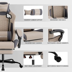 Gaming Chair with Massage,Ergonomic PC Computer Chair with Footrest Comfortable