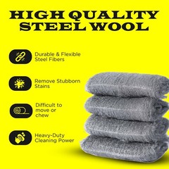Steel Wool Grade 0000 – 16 pcs Finest Grade for Furniture Cleaning, Mice Control