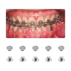 AZDENT Dental Orthodontic Lingual Buttons Bondable Round Rectangular Mesh Base