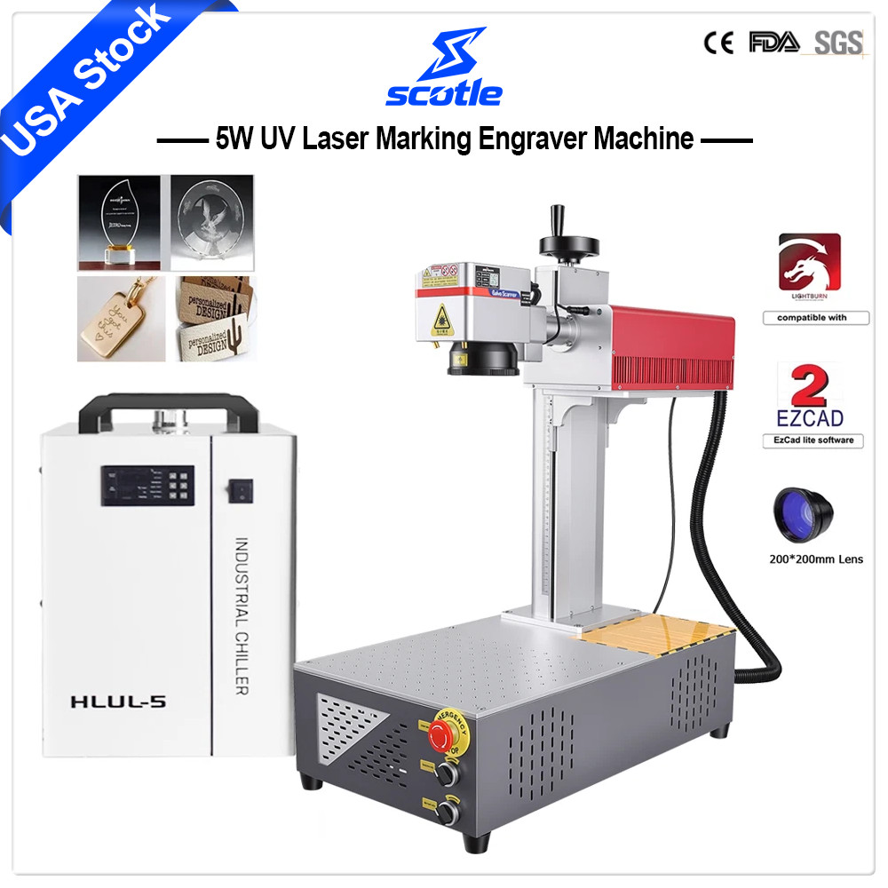 5W 355NM UV Laser Marking Engraver Machine For Glass Metal Wood Acrylic