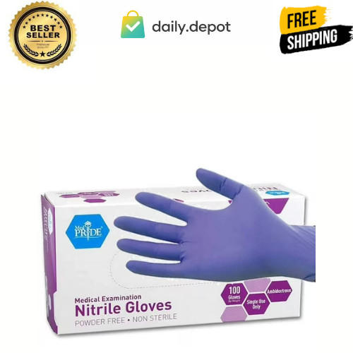 MedPride Powder-Free Nitrile Exam Gloves, Large, Large (Pack of 100)