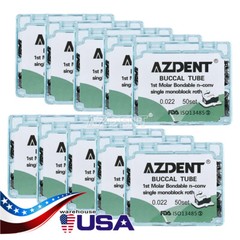 50Set AZDENT Dental Orthodontic Buccal Tube 1st Molar Roth.022 Bondable Non-Conv