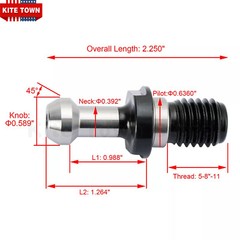 20PC CAT40 45°0.740″ Coolant Pull Stud Retention Knob For Mazak Fadal HURCO Okum